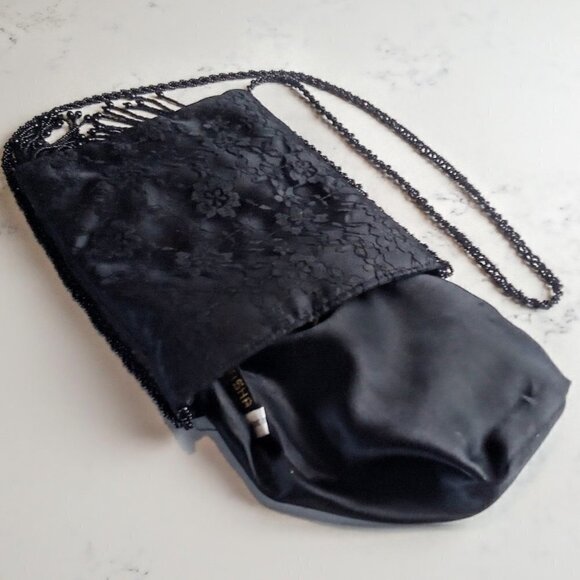 Sasha NY Black Lace Beaded Fringe Crossbody Bag - Picture 3 of 5